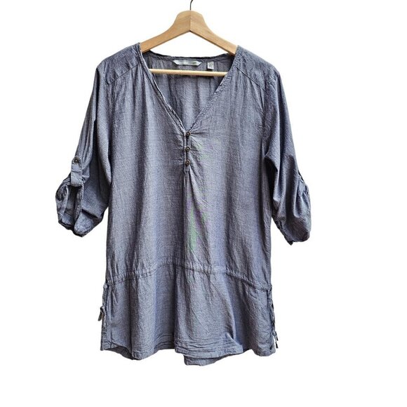 Horny Toad Organic Cotton Grey Tunic Blouse, Lightweight, 3/4 Sleeve, Size Large - Picture 1 of 9